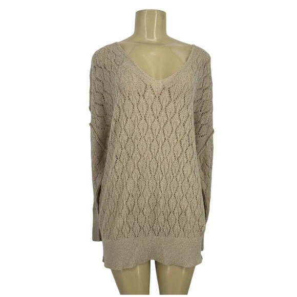 Free People Small Women Say Hello Oversized Sweater Alpaca Blend Open Knit 15-28 - Picture 1 of 10
